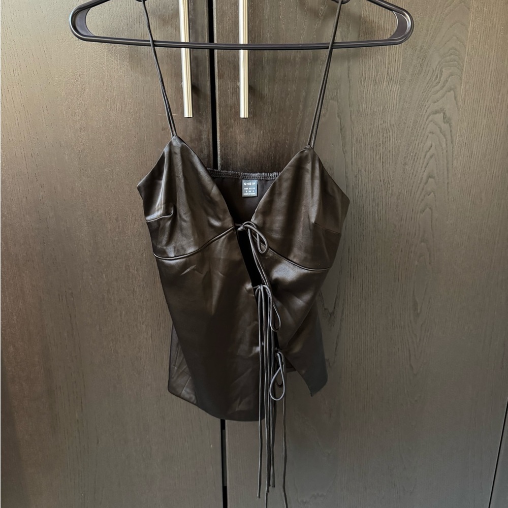 SHEIN Black Faux Leather Camisole